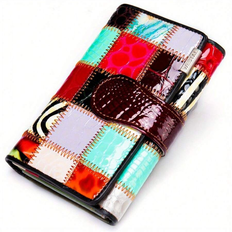 Bifold Leather Wallet - Elegant Ladies Handmade Bag Short Wallet