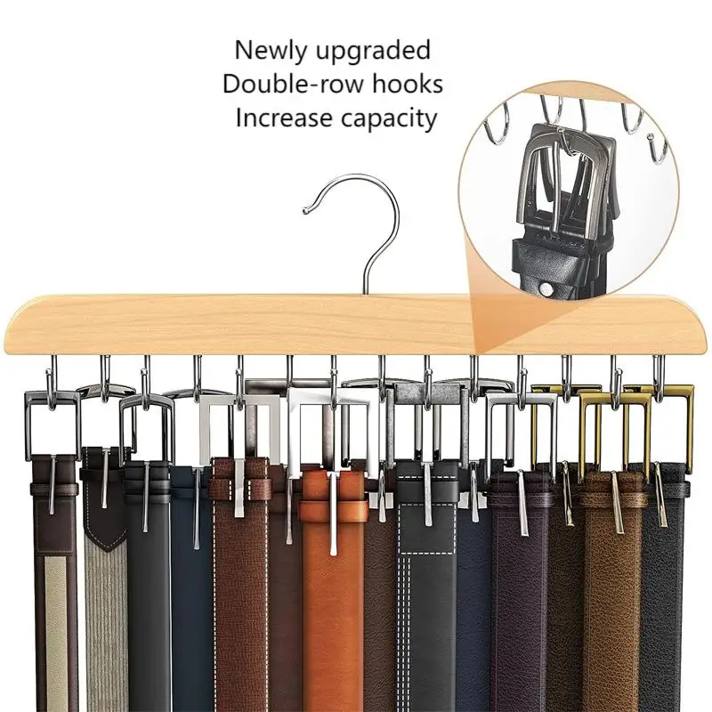 Men'S Accessories Wardrobe - Wooden Belt Rack Women Storage Hangers