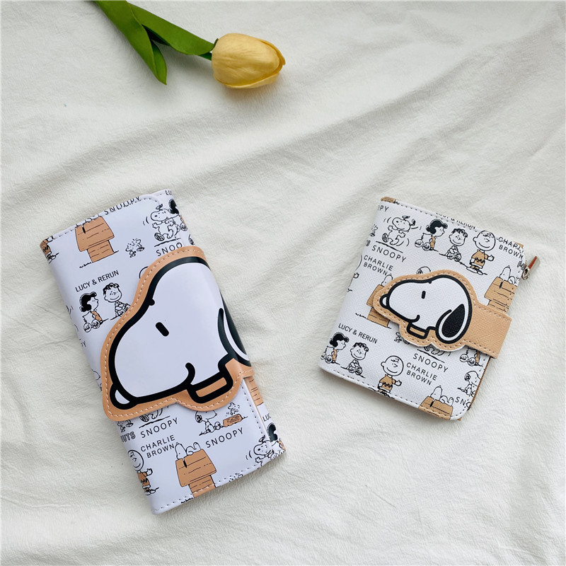 Bifold Leather Wallet - Snoopy Cartoon Wallet PU Leather Bifold