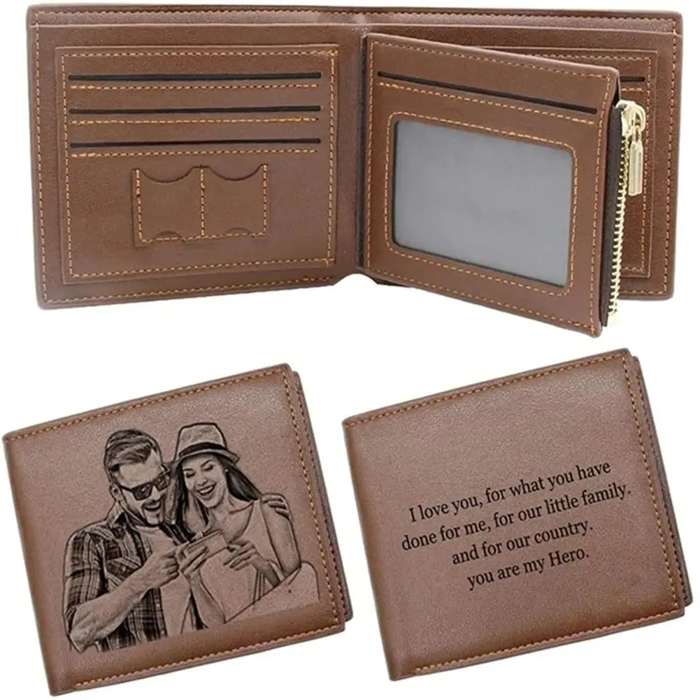2025 Engraved Photo Short Purs - огляд і ціна Bifold Leather Wallet