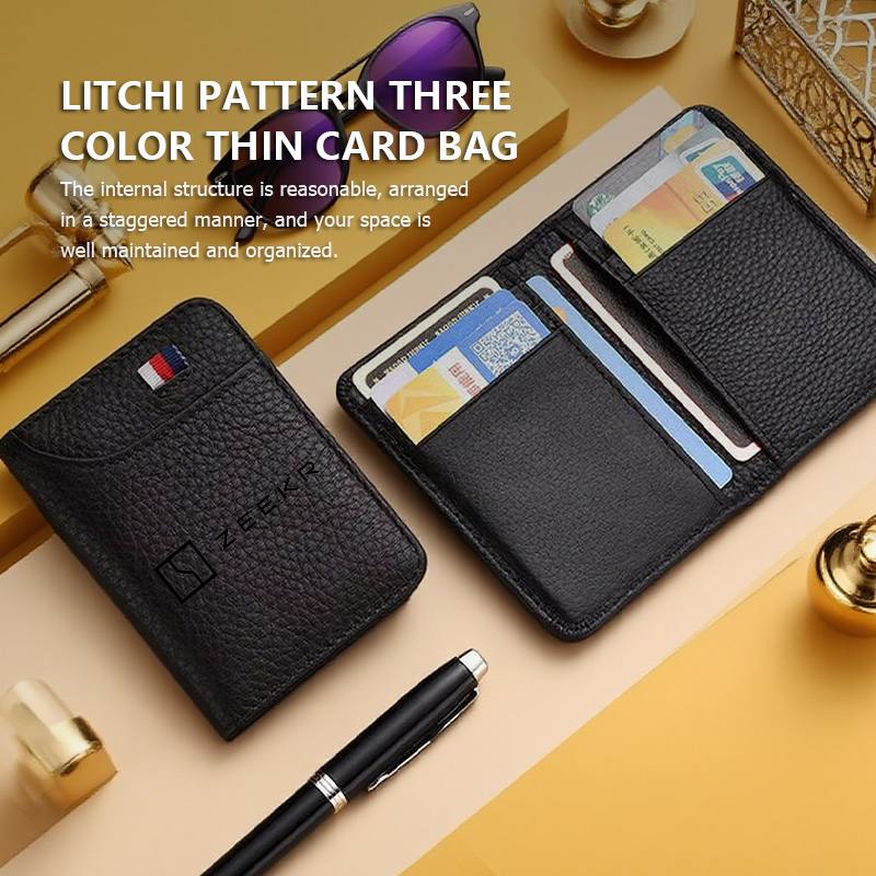Litchi Pattern Purse Business  - огляд і ціна Bifold Leather Wallet